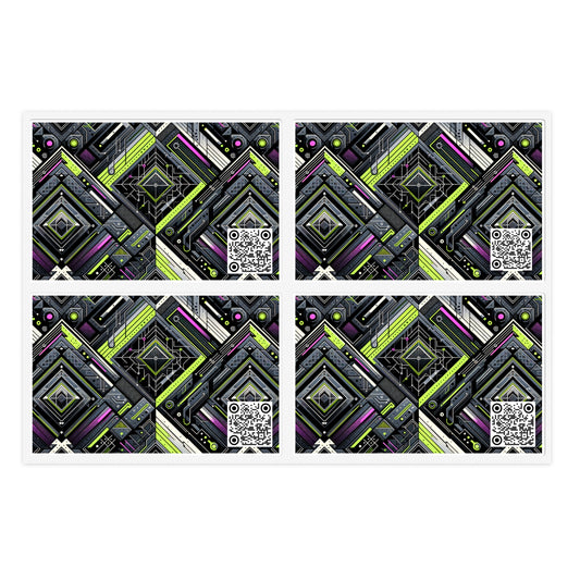 Retro Futurism Graphics Tech-Forward Streetwear Sticker Sheets - 8404 Design-60
