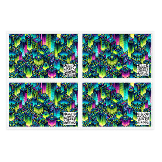 Tech-Infused Neon Tech-Forward Streetwear Sticker Sheets - 8404 Design-65