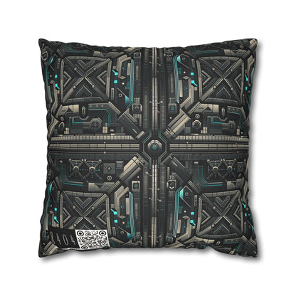 Tech Noir Futuristic Tech Aesthetic with a Dark Twist Faux Suede Square Pillowcase - 8404 Design-59