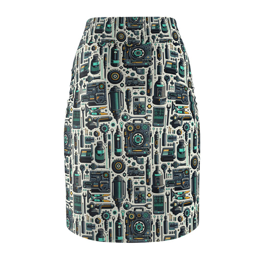 Tech Utility Fusion Modern Tech Streetwear Women's Pencil Skirt - 8404 Design-53