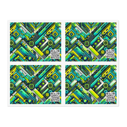 Tech-Infused Neon Tech-Forward Streetwear Sticker Sheets - 8404 Design-52