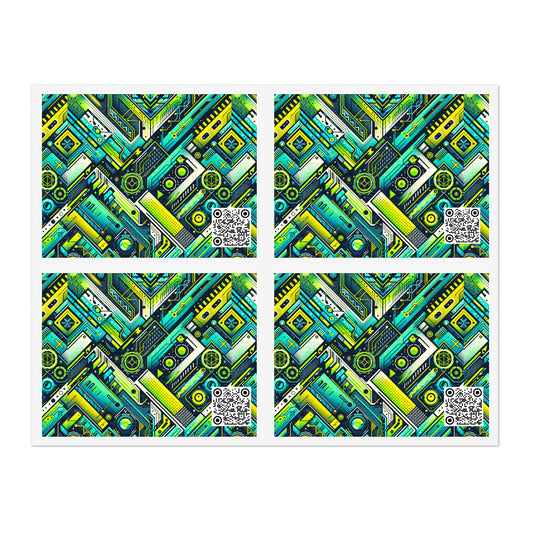 Tech-Infused Neon Tech-Forward Streetwear Sticker Sheets - 8404 Design-52