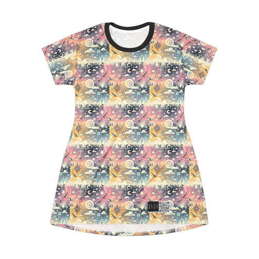 Digital Dreamland Whimsical and Nostalgic Streetwear With a Digital Twist T-Shirt Dress - 8404 Design-69