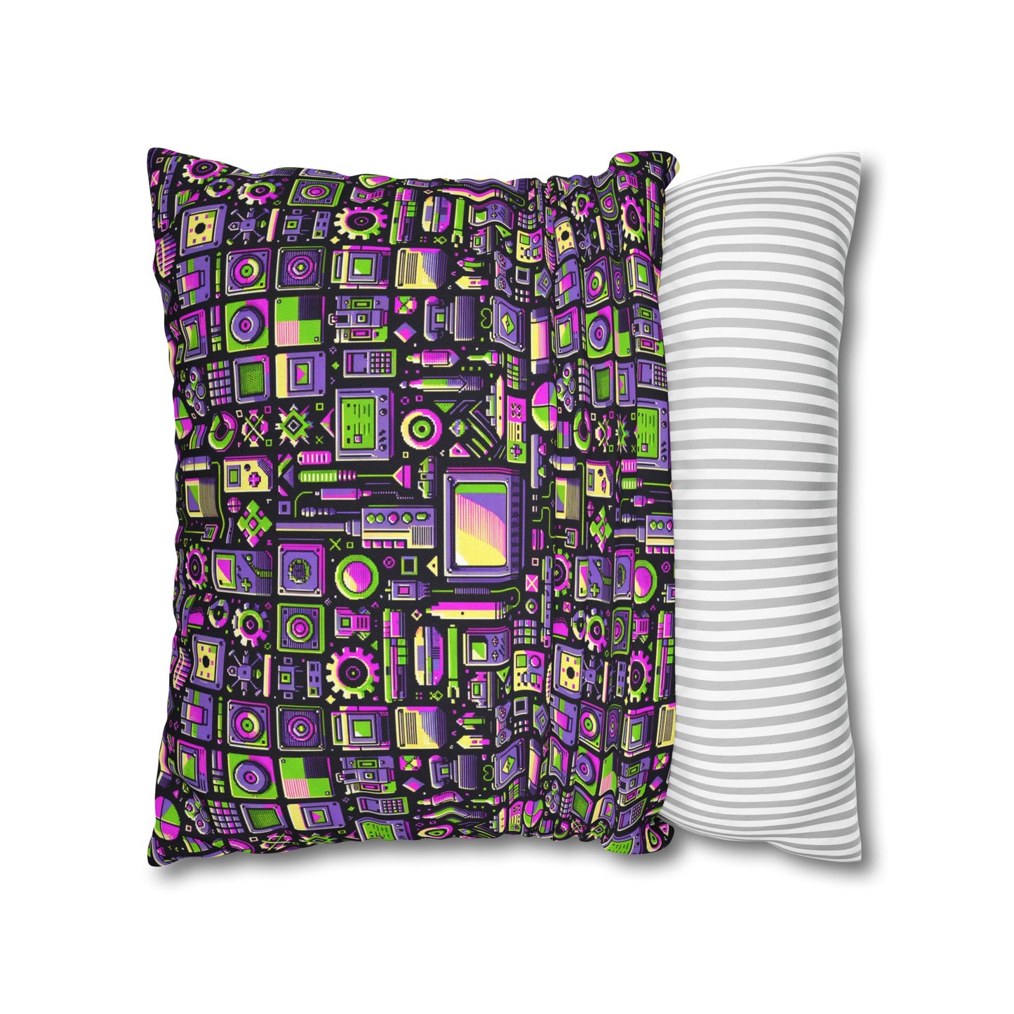Digital Nostalgia Remix Modern Vintage Fusion Spun Polyester Square Pillowcase - 8404 Design-67