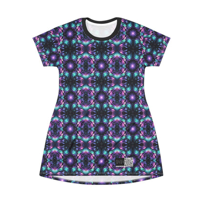 Iridescent Dream Futuristic Tech T-Shirt Dress - 8404 Design-60