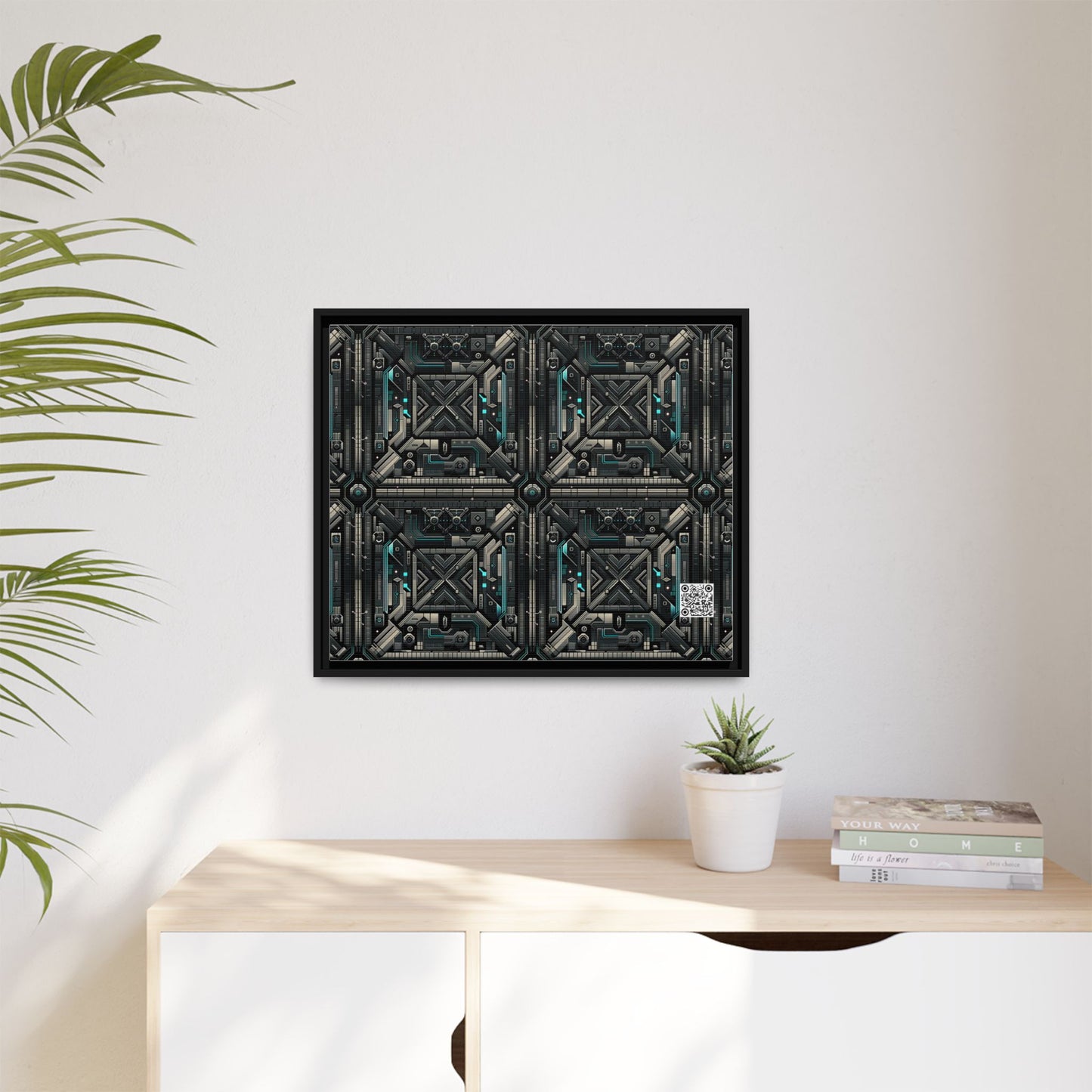 Tech Noir Futuristic Tech Aesthetic with a Dark Twist Matte Canvas, Framed (multi-color) - 8404 Design-59 B