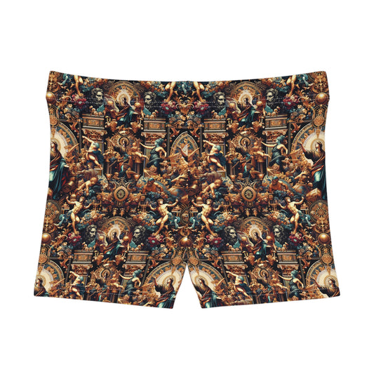 Digital Renaissance Luxurious Streetwear Inspired By Classical Art With a Modern Twist Women's Shorts - 8404 Design-64