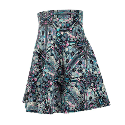 Digital Renaissance Tech-Forward Maximalism Women's Skater Skirt - 8404 Design-44