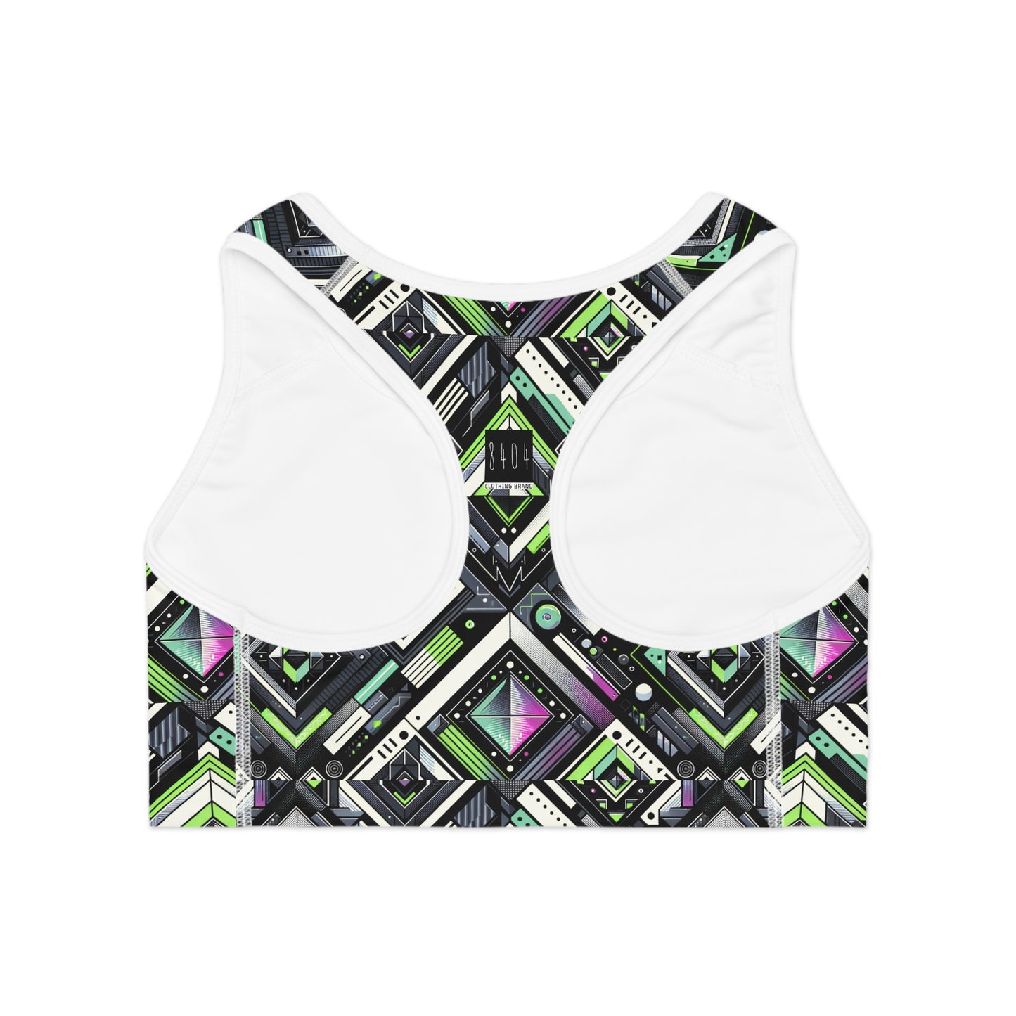 Retro Futurism Graphics Tech-Forward Streetwear Sports Bra - 8404 Design-48
