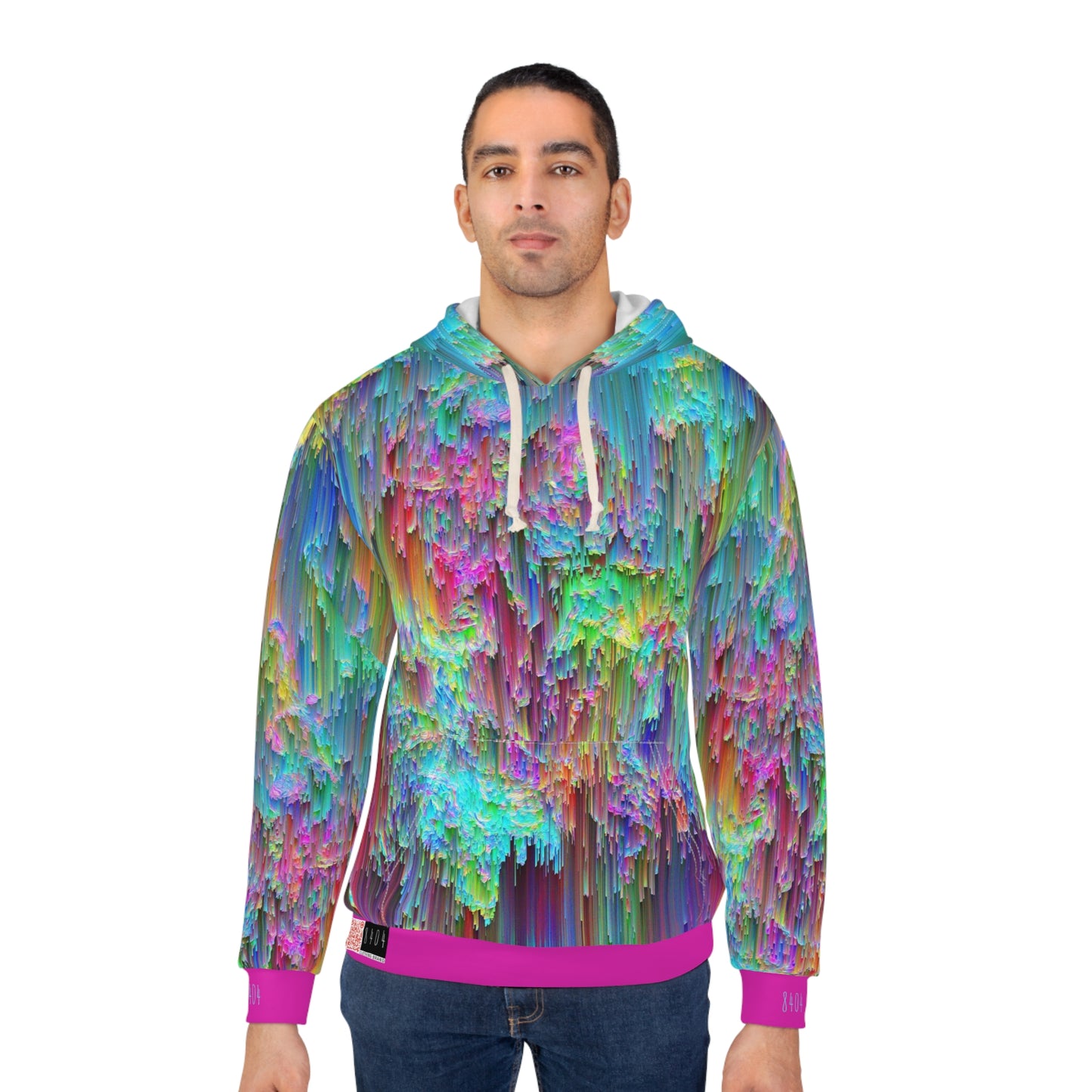 8404's Unisex Adult "Trippy Rainfall in Magenta" Fashion Pullover Hoodie