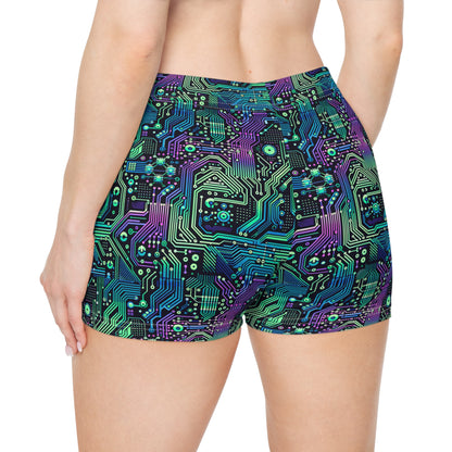Tech-Infused Neon Tech-Forward Streetwear Women's Shorts - 8404 Design-66
