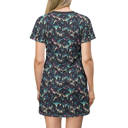 Digital Rebellion Tech-Inspired Streetwear T-Shirt Dress - 8404 Design-51