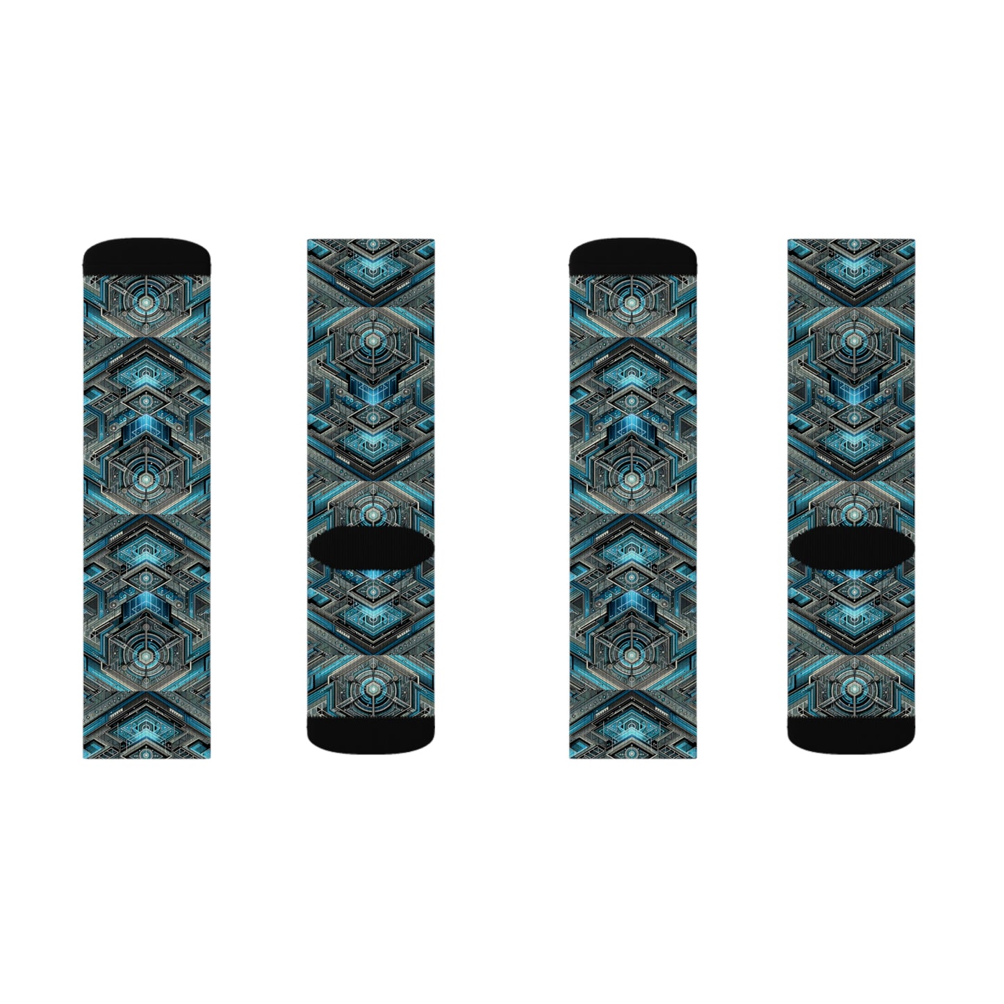 Tech-Infused Futurism Sleek Tech Edge Sublimation Socks - 8404 Design-49